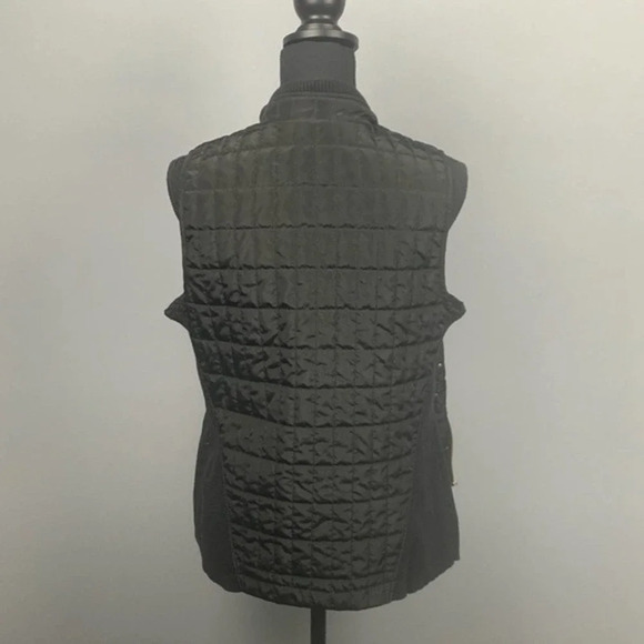 CHICOS | Gold Sequin Black Quilted Zipper Vest Medium - Picture 4 of 7